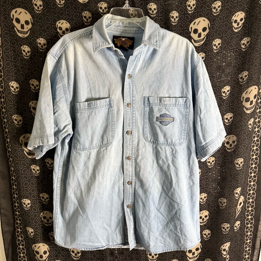 Harley-Davidson Light Blue Casual Button Down Shirt